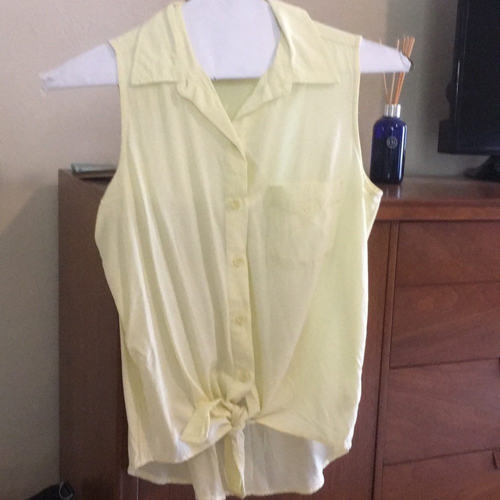 Button down tie front tank top